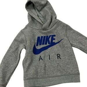 Nike Kids Gray Hoodie with Navy Logo